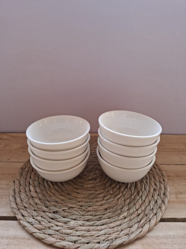 White small top curve soup bowls