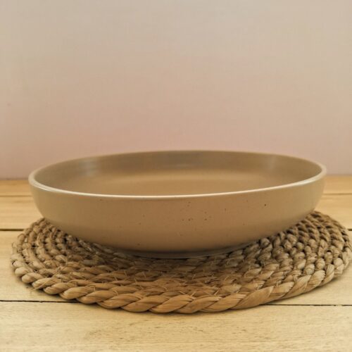 Wide brown serving bowl