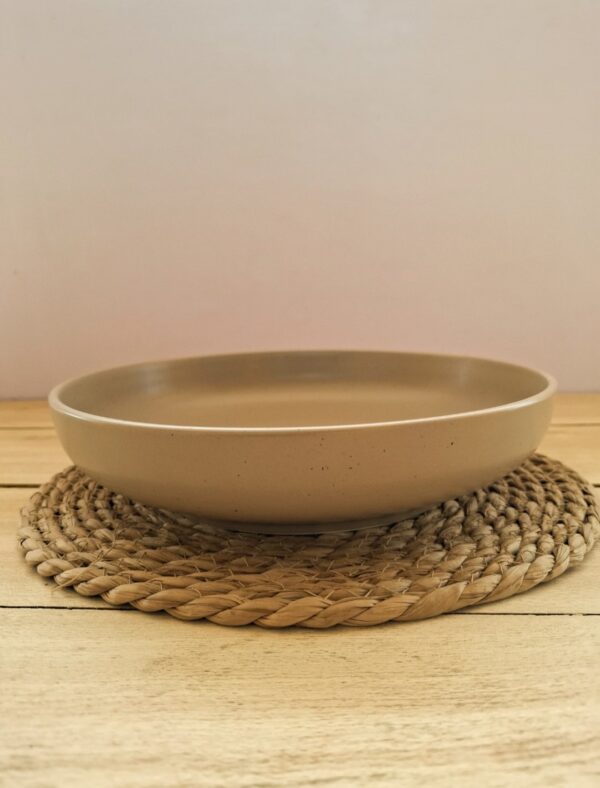 Wide brown serving bowl