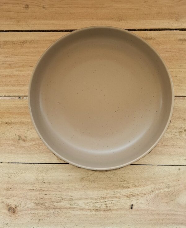 Wide brown serving bowl